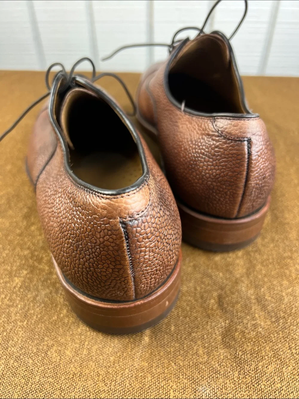 Johnston & Murphy Brown Pebbled Leather Cap-Toe Derby Shoes